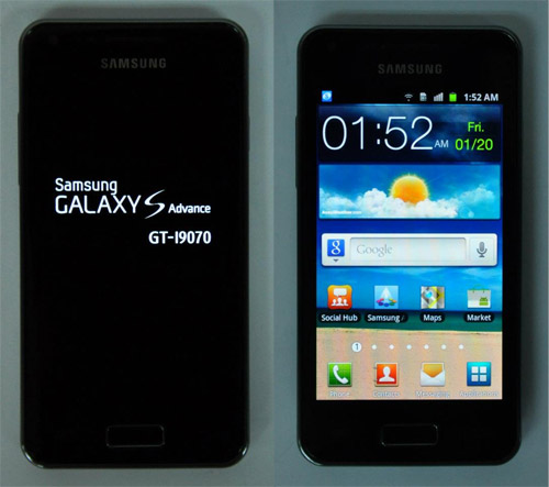 harga dan spesifikasi handphone Samsung I9070 Galaxy S Advance, gambar foto kelebihan dan kelemahan hp galaxy s advance, review lengkap fitur smartphone android Galaxy I9070 super amoled, spesifikasi ponsel android dual core