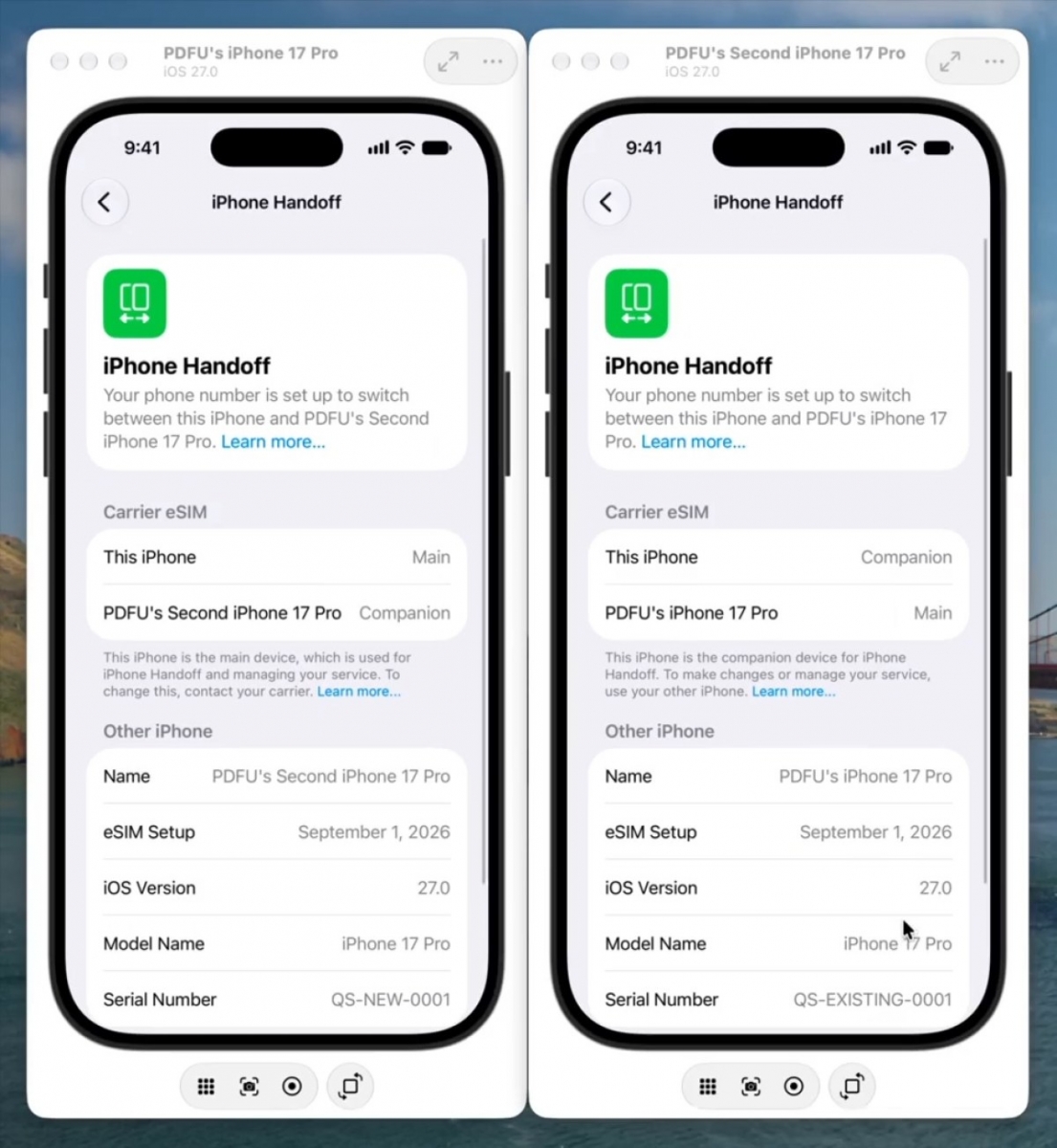 iOS 27 image accompanying the iPhone Handoff report
