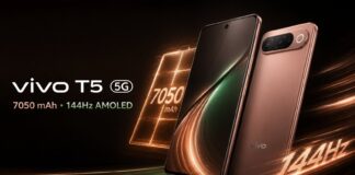 vivo T5 5G promotional image showing the smartphone design.