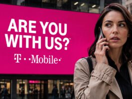 T-Mobile branding displayed on a storefront sign