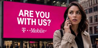 T-Mobile branding displayed on a storefront sign