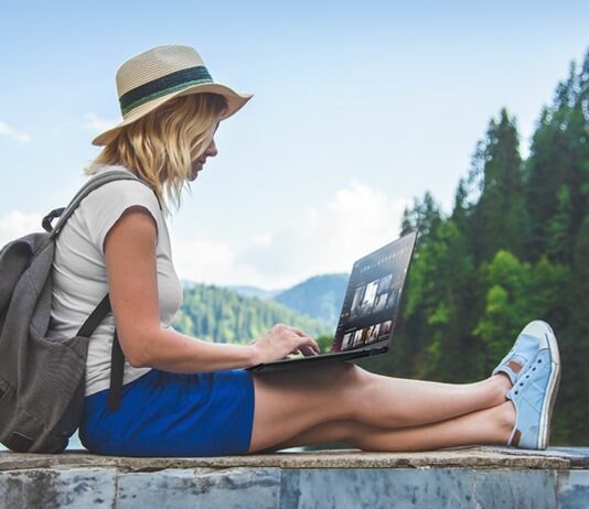 Acer Swift Air 16 laptop shown open, highlighting its large display and thin chassis.