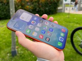 Smartphone shown in hand