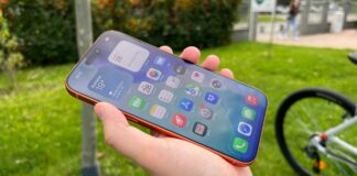Smartphone shown in hand