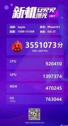 Apple A20 Pro Posts Early Single-Core and GPU Gains as Xiaomi 18 Pro Max Benchmark Appears