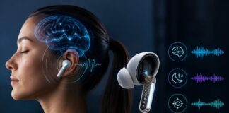Consumer over-ear headphones representing the growing use of EEG sensors in audio wearables