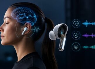 EEG Headphones Bring Brain-Activity Data Into Everyday Wearables Consumer over-ear headphones representing the growing use of EEG sensors in audio wearables