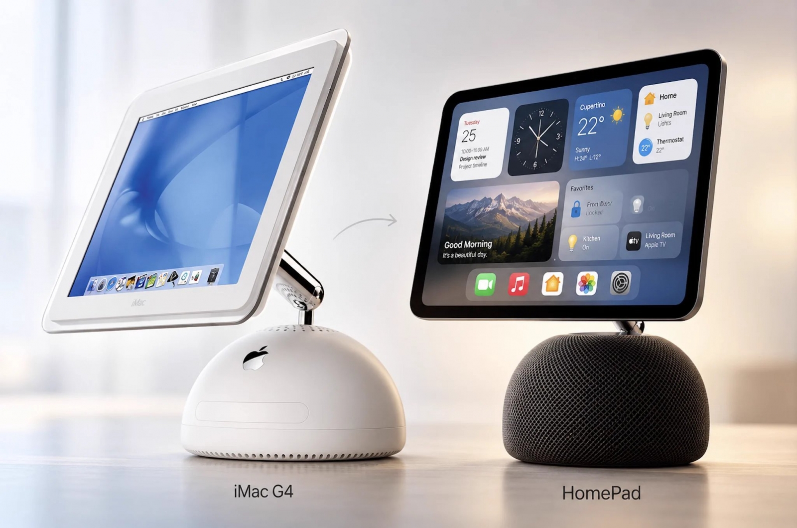 Apple iMac G4, whose floating display design is said to inspire the reported smart home hub.