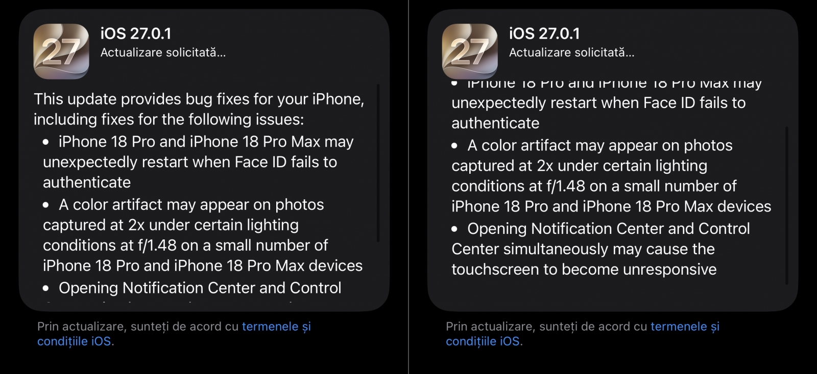 iOS 27.0.1 update