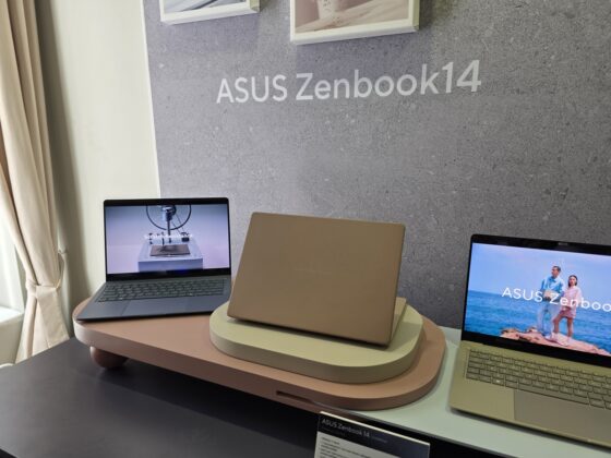 Close-up of the ASUS Zenbook 14 UX3480 keyboard area