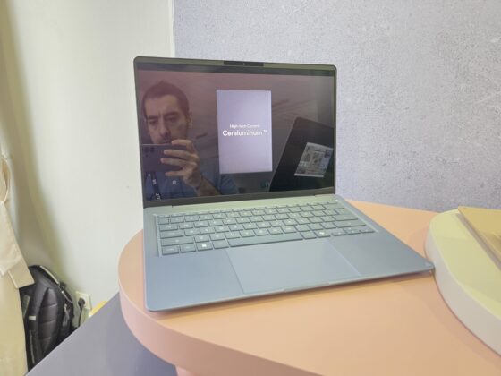 ASUS Zenbook 14 UX3480 shown open