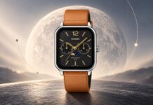 Casio launches MTP-M305LC-7AV analog watch with moonphase display in the US Casio MTP-M305LC-7AV with silver dial, rectangular steel case and black leather strap