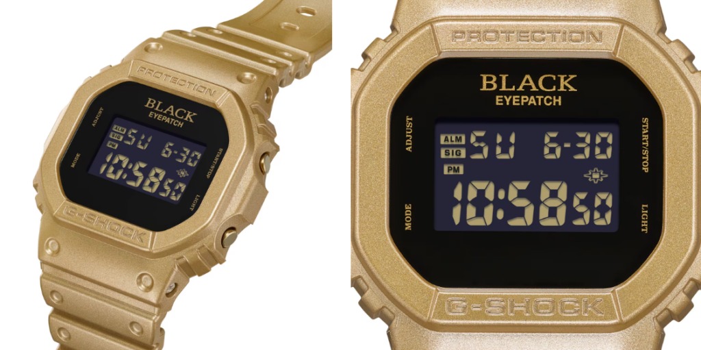 Casio G-Shock DW-5600BEP-9 collaboration watch with BlackEyePatch branding.