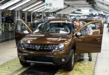 Dacia vehicle production context at the Mioveni factory in Romania