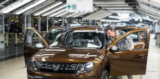 Dacia vehicle production context at the Mioveni factory in Romania