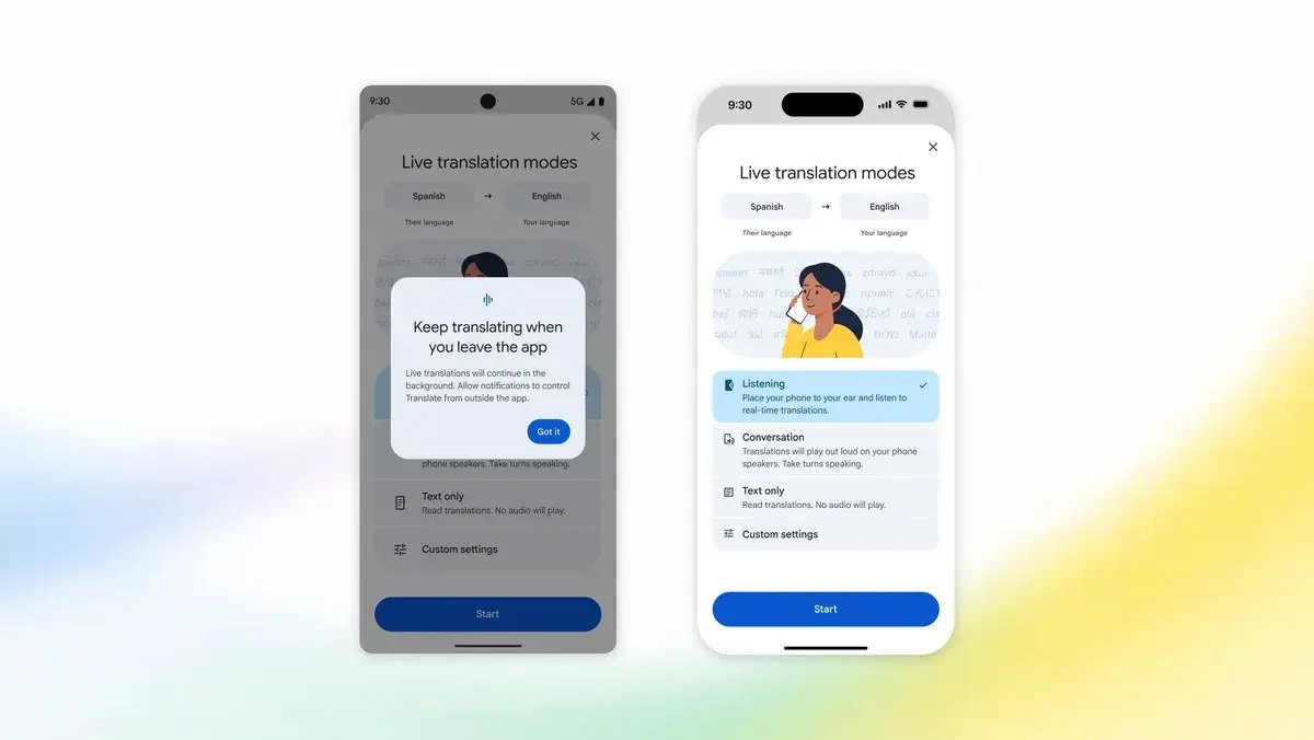 Google Translate live voice translation update