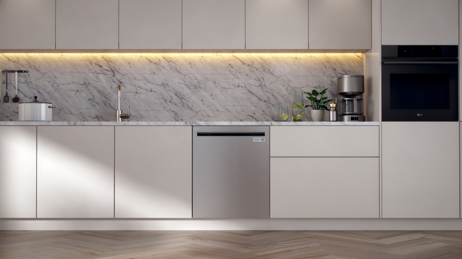 LG Fit & Max dishwasher with a flush-fit front design