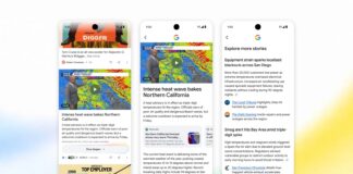 Google Discover interface showing an AI-powered Dive deeper news-summary feature