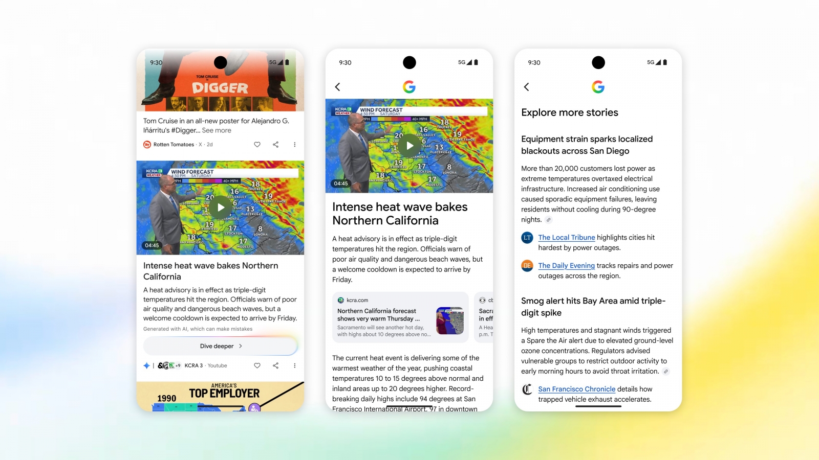 google-discover-dive-deeper-inteligenta-artificiala-cover-a96909-001 Google Discover interface showing an AI-powered Dive deeper news-summary feature