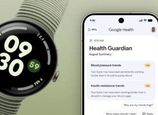 Google Pixel Watch displaying health tracking information