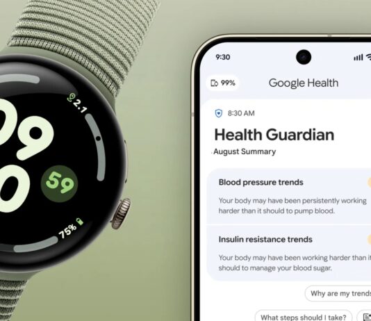 Google Pixel Watch displaying health tracking information
