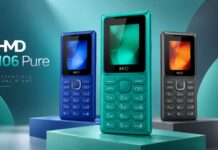 HMD 106 Pure Listed With Removable Battery and USB-C, but Only 2G Connectivity HMD 106 Pure feature phone shown from the front and rear