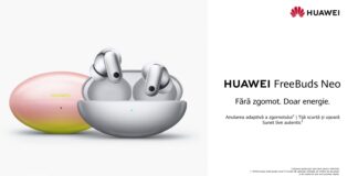 Huawei FreeBuds Neo wireless earbuds with their charging case