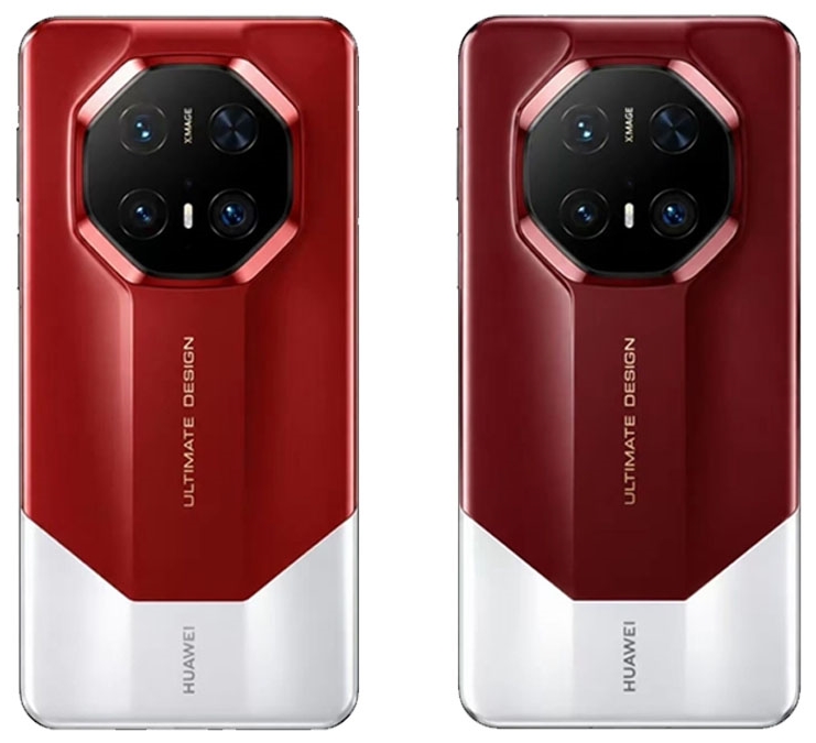Huawei Mate 90 RS Ultimate render with an octagonal camera housing and diagonal rear-panel accents.