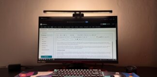 BenQ ScreenBar Halo 2 monitor light mounted above a display