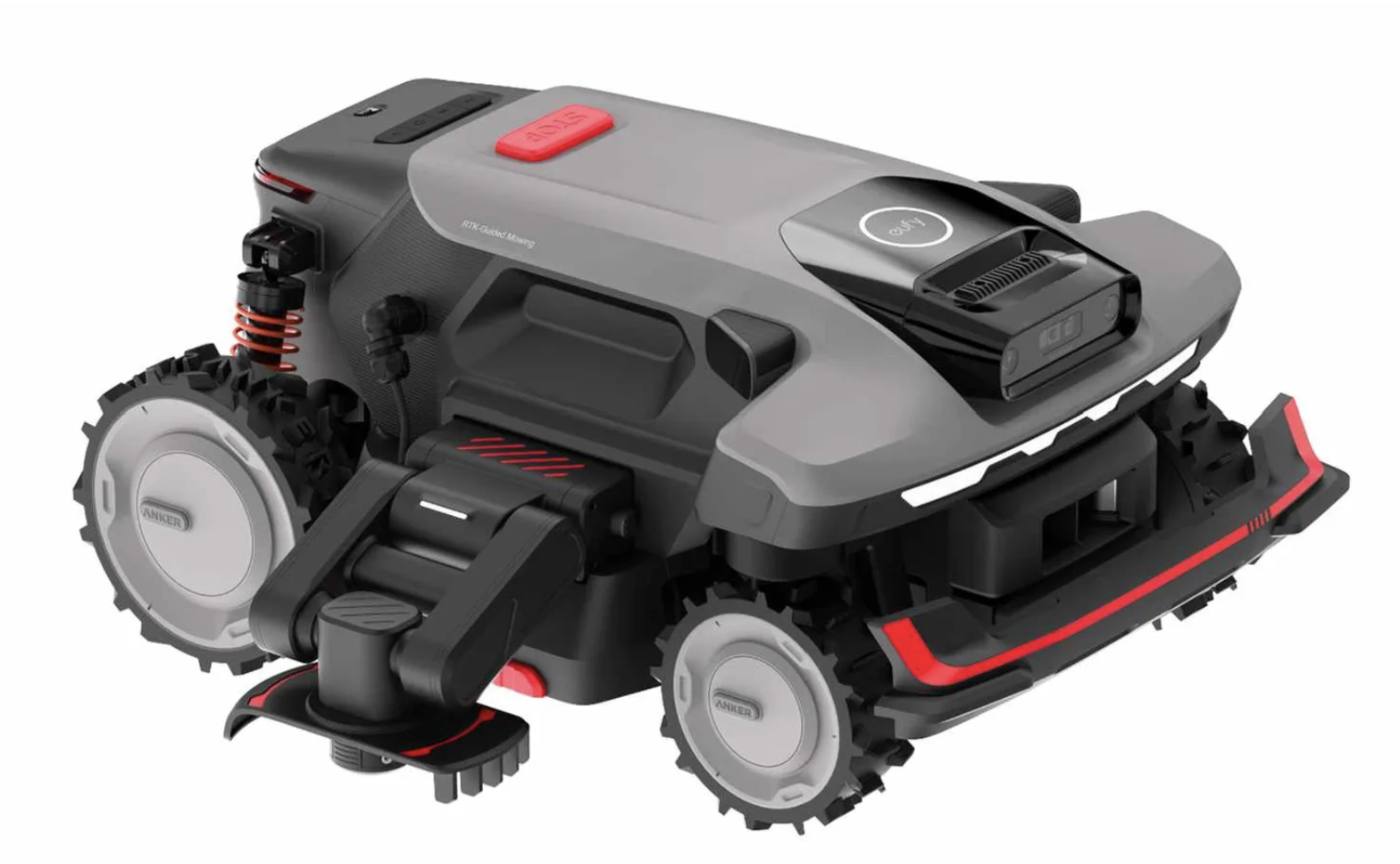 Eufy S2 Max robotic lawn mower with an extending side arm for edge trimming