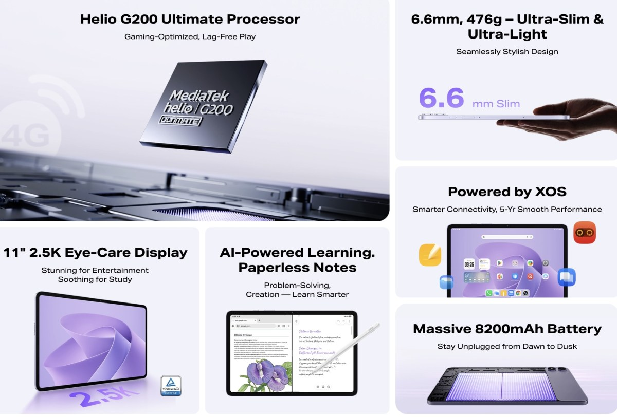 Infinix XPAD 30 Pro with 2.5K display, 4G connectivity and accessories