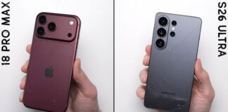 Apple iPhone 18 Pro Max and Samsung Galaxy S26 Ultra shown for a drop-test comparison