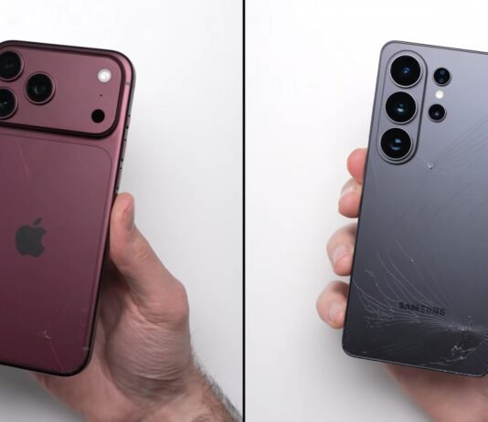Apple iPhone 18 Pro Max and Samsung Galaxy S26 Ultra shown for a drop-test comparison