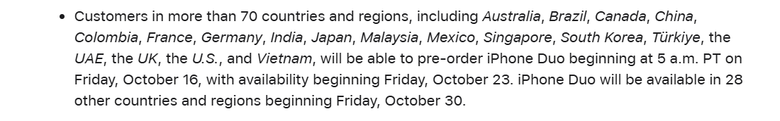 iPhone Duo preorder availability graphic