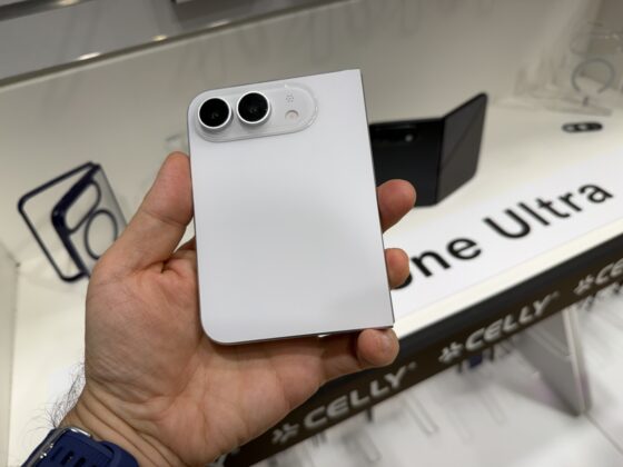 Celly foldable iPhone concept mockup viewed at IFA 2026