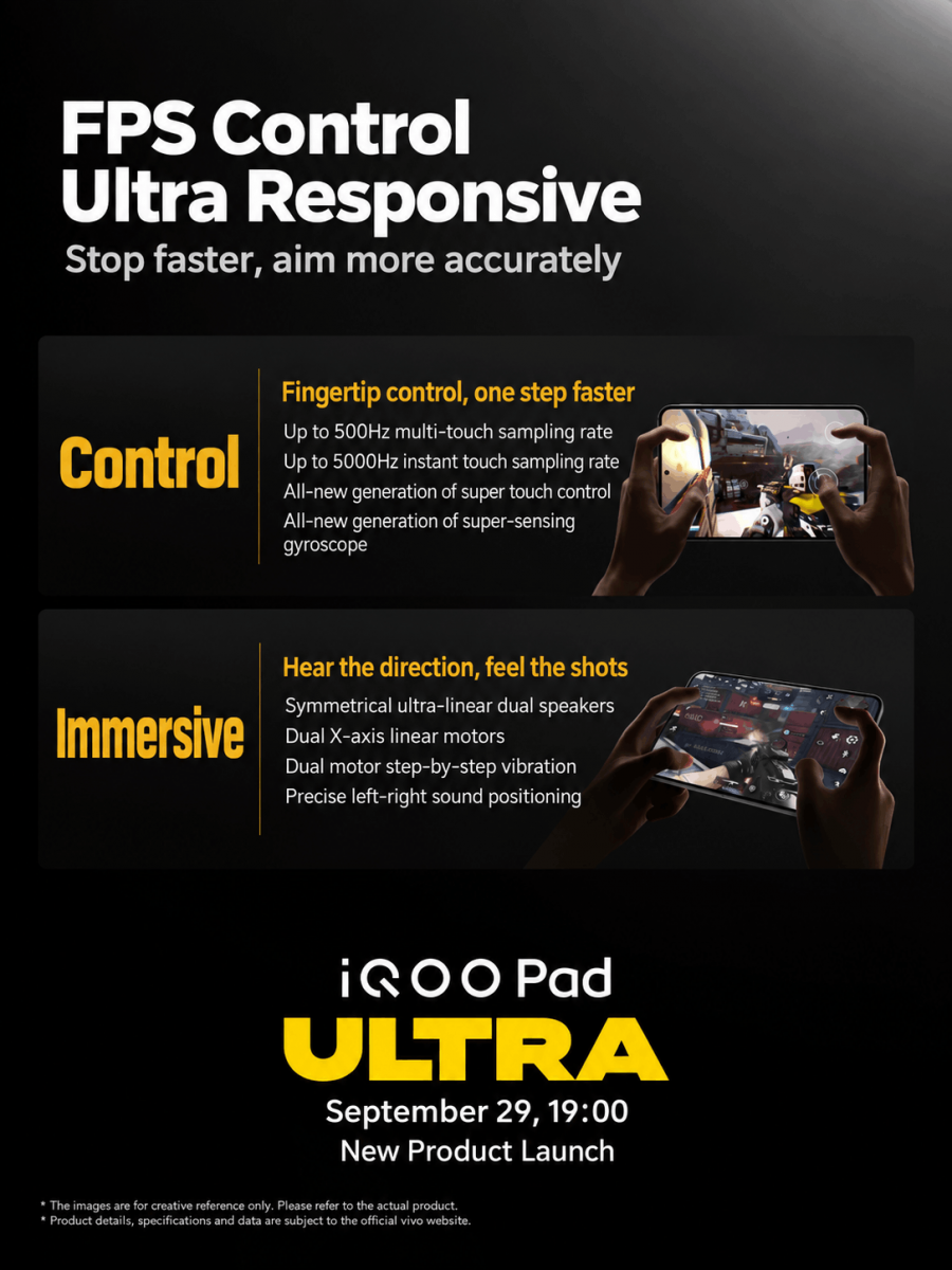 iQOO Pad Ultra gaming tablet with gaming-focused hardware