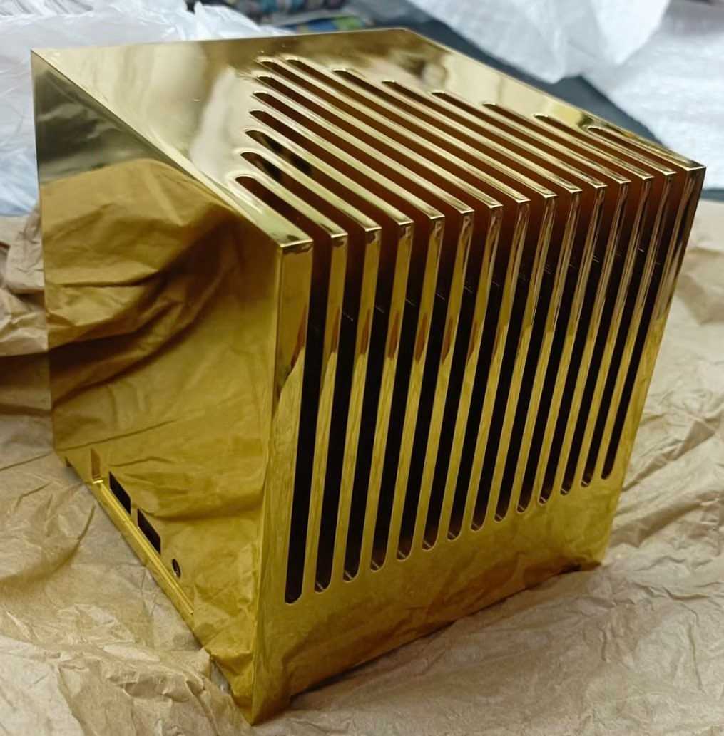 Custom gold Kubb Fanless mini PC enclosure
