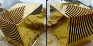 Custom Kubb Fanless mini PC with a solid 24K gold chassis