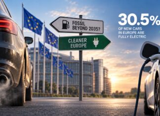 Europe’s BEV Share Reaches 30.5% as 2035 Emissions Rules Face Pushback Electric vehicle charging and road transport imagery