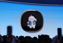 Meta Muse Charm compact wearable with a display for a digital AI avatar.