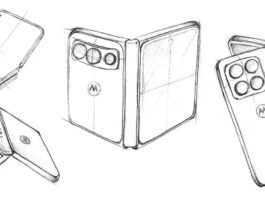 Motorola teaser image showing the silhouette of the Razr Fold Wide foldable phone.