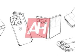 Sketch of Motorola's rumored wide book-style foldable with a horizontal rear camera bar