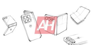 Sketch of Motorola's rumored wide book-style foldable with a horizontal rear camera bar