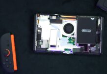 Nintendo Switch 2 console hardware shown during a teardown