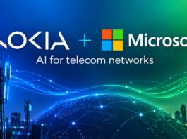 Nokia and Microsoft branding illustrating their telecom data and AI partnership