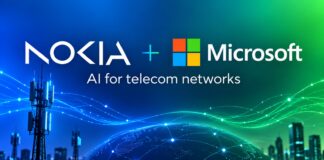Nokia and Microsoft branding illustrating their telecom data and AI partnership