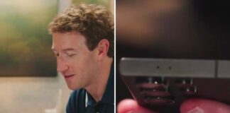 Mark Zuckerberg during an interview with Joanna Stern, holding a phone reported to resemble a Samsung Galaxy S24 Ultra.