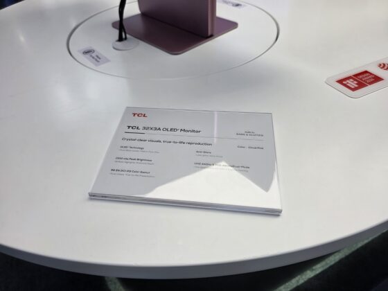 TCL 32X3A OLED+ display shown at the TCL exhibition area
