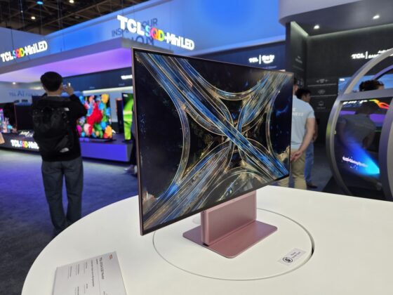 Close-up of the TCL 32X3A OLED+ panel and thin bezels