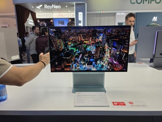 TCL 32X3A OLED+ monitor display and stand